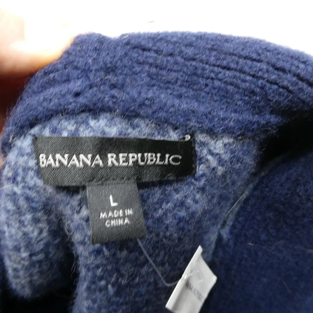 Banana Republic Sweater Womens Large Blue Gray Wool Yak Long Open Front Cardigan - Picture 4 of 9